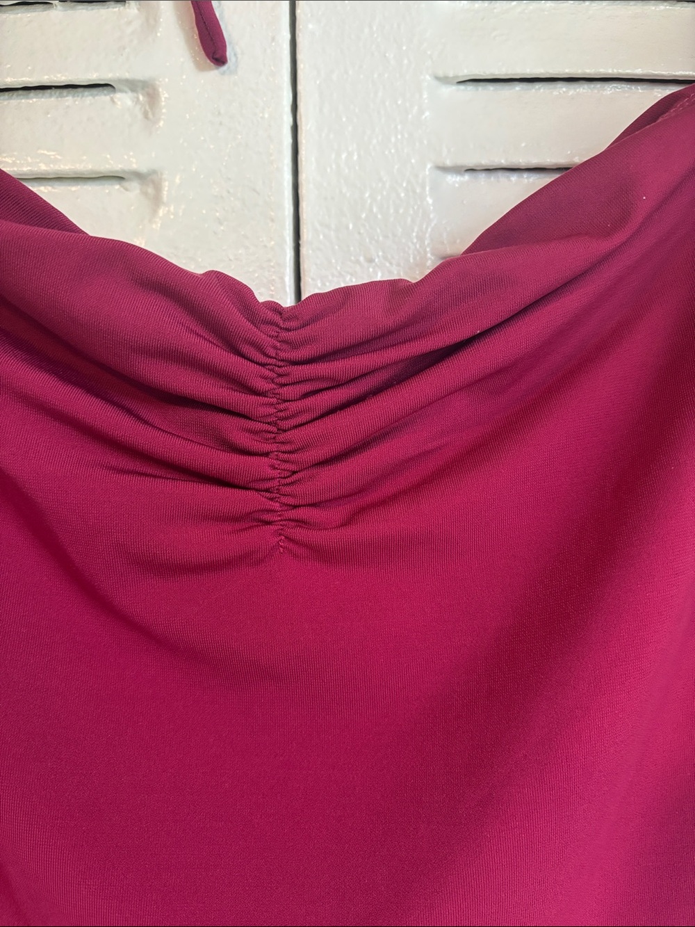 Garage Deep Raspberry Ruched Cap Sleeve Top | Size L - Picture 4 of 10